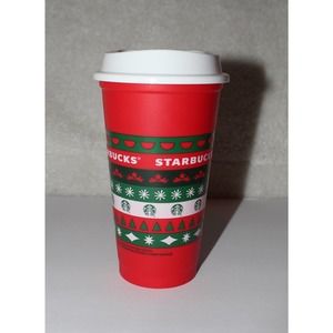 2013 Starbucks Christmas Holiday Red Reusable Plastic Tumbler Cup, 16floz/473 ml